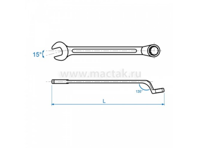 Ключ комбинированный 9 мм, 45°, KING TONY
