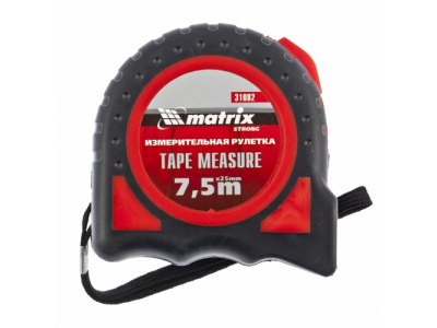 Рулетка Strong, 7,5м х 25 мм, обрезиненный корпус// MATRIX
