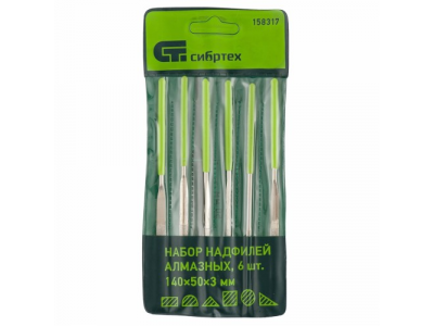 Набор надфилей алмазных, 140х50х3, 6 шт.// СИБРТЕХ