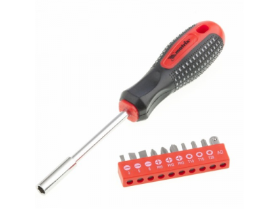 Отвертка с набором бит,11шт, Fusion , CrV, 3-х компонентная рукоятка