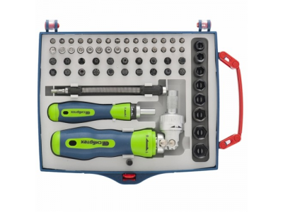 Отвертки реверсиные с набором бит, торцевых головок, 61 предм.,CrV//Сибртех