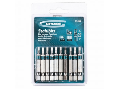 Набор бит HEX 3х50, сталь S2, 10 шт //GROSS
